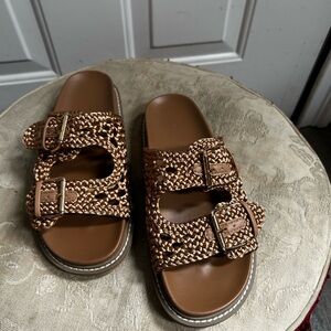 Joie brown woven Buckle Slide Sandals Sz 7.5